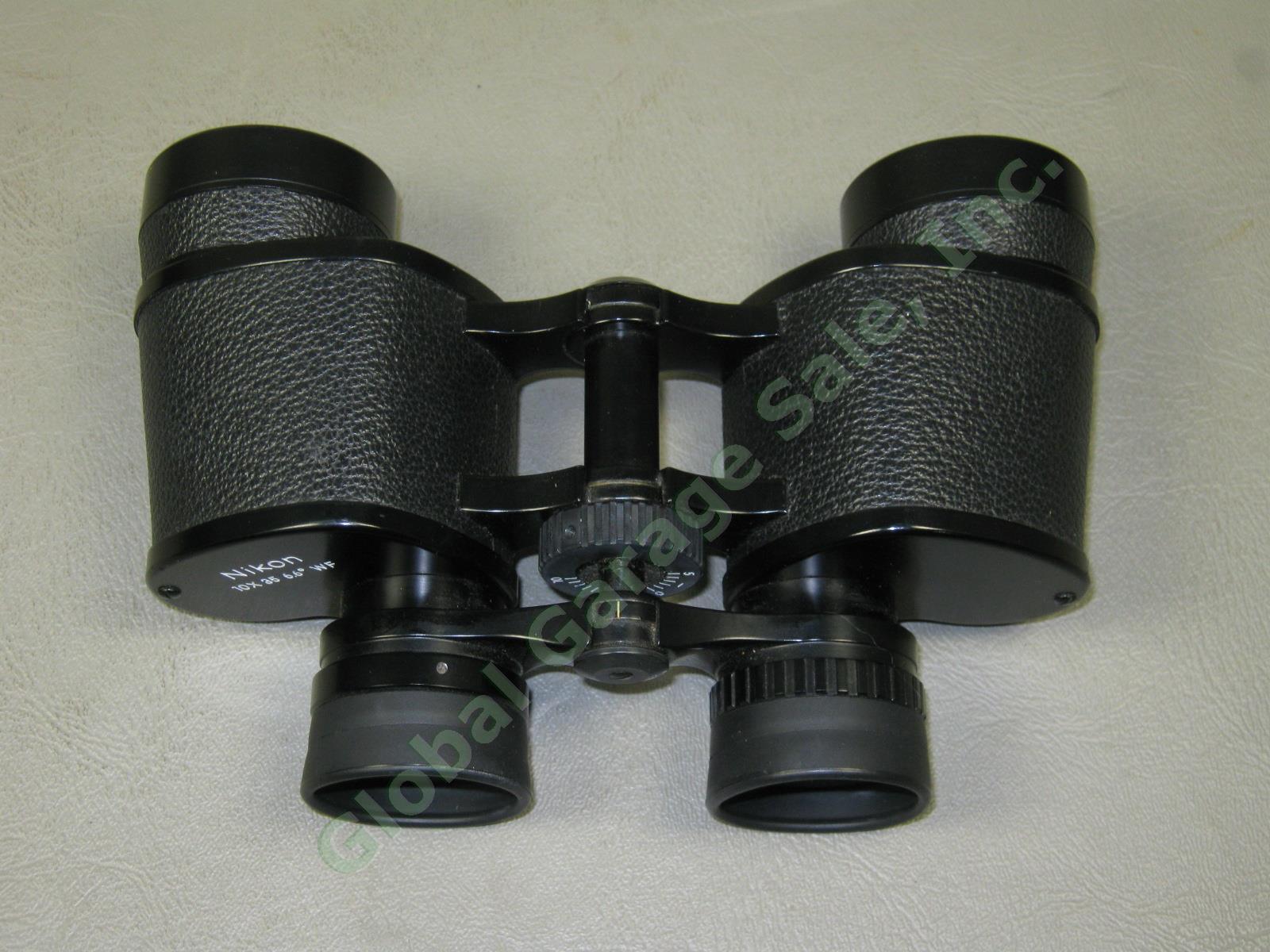 Nikon 10x35 6.6 WF binoculars W/ Leather Case Shoulder Strap Bundle Lot Japan NR 4