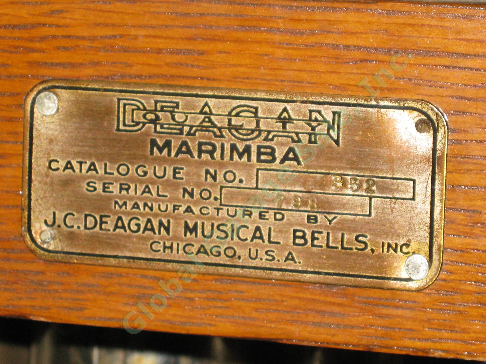 Vtg Antique J.C Deagan Musical Bells Model 352 Marimba Xylophone 1917 Patent NR! 1