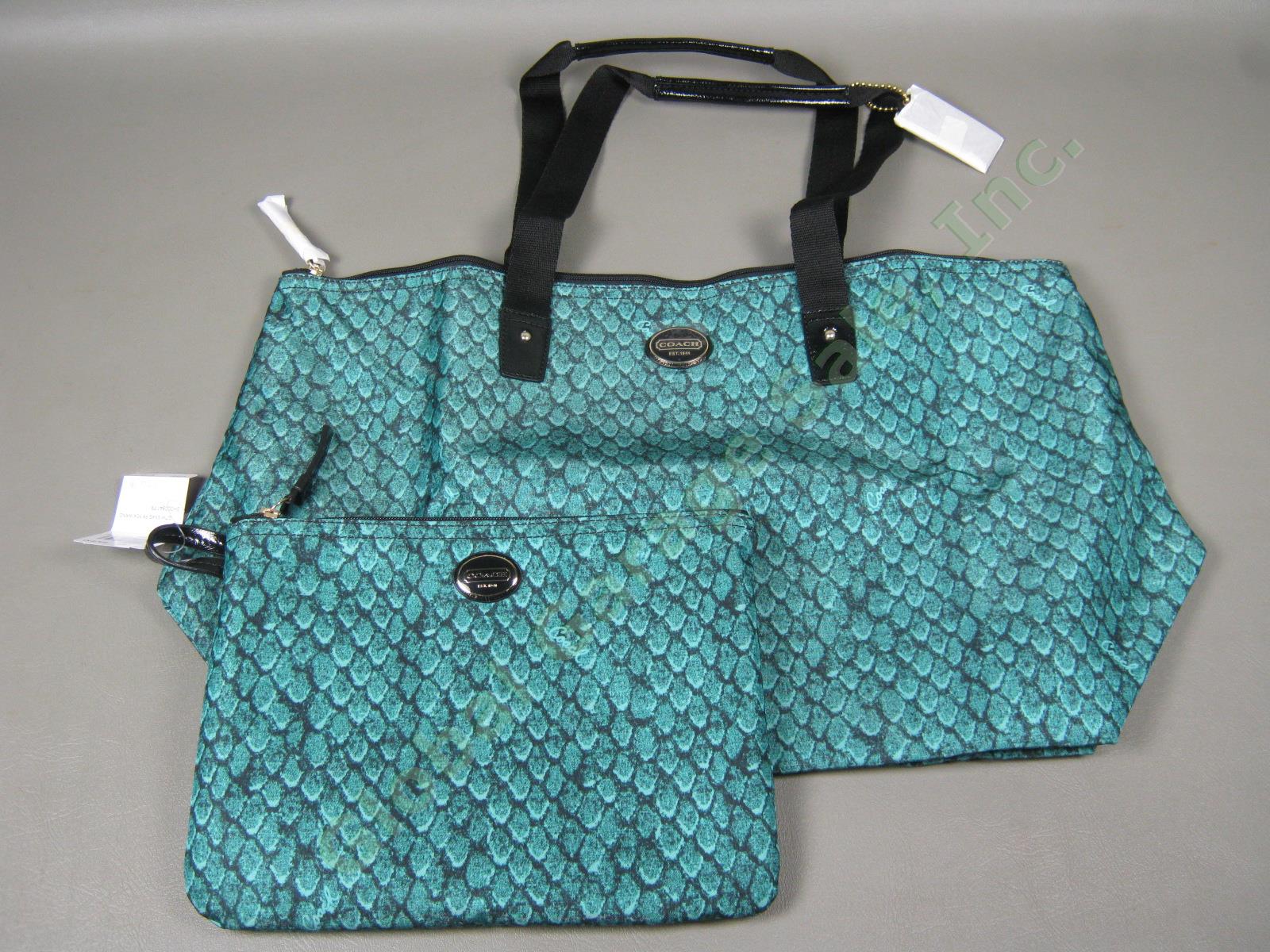 NWT Coach Emerald Getaway Snake Print Weekender Packable Travel Tote Bag $148 NR