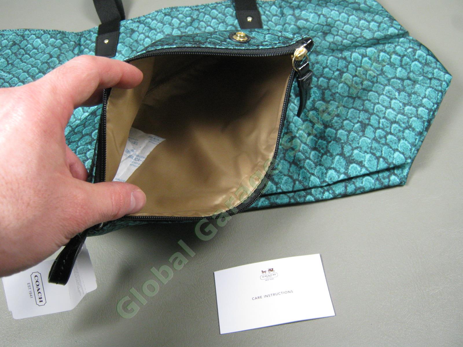 NWT Coach Emerald Getaway Snake Print Weekender Packable Travel Tote Bag $148 NR 3