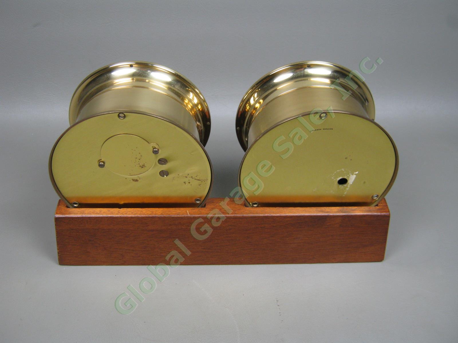 Airguide Brass Nautical Ships Bell Porthole Clock + Barometer Desk Set German NR 4