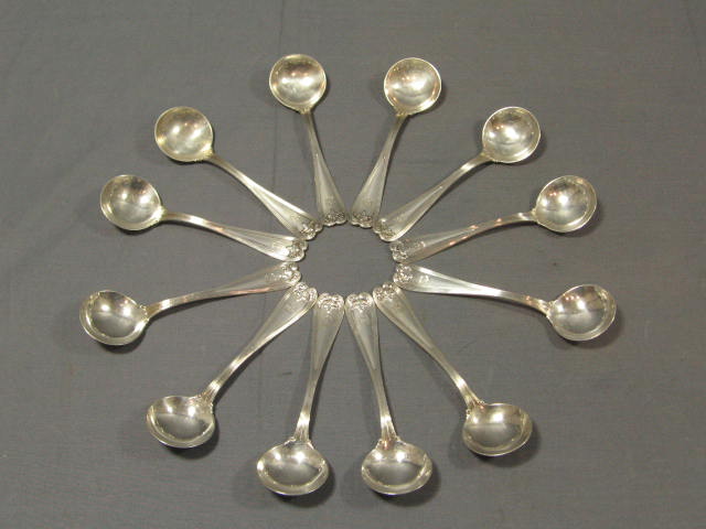 12 Sterling Silver Spoons Tiffany & Co Pat 1895 T .85lb 1