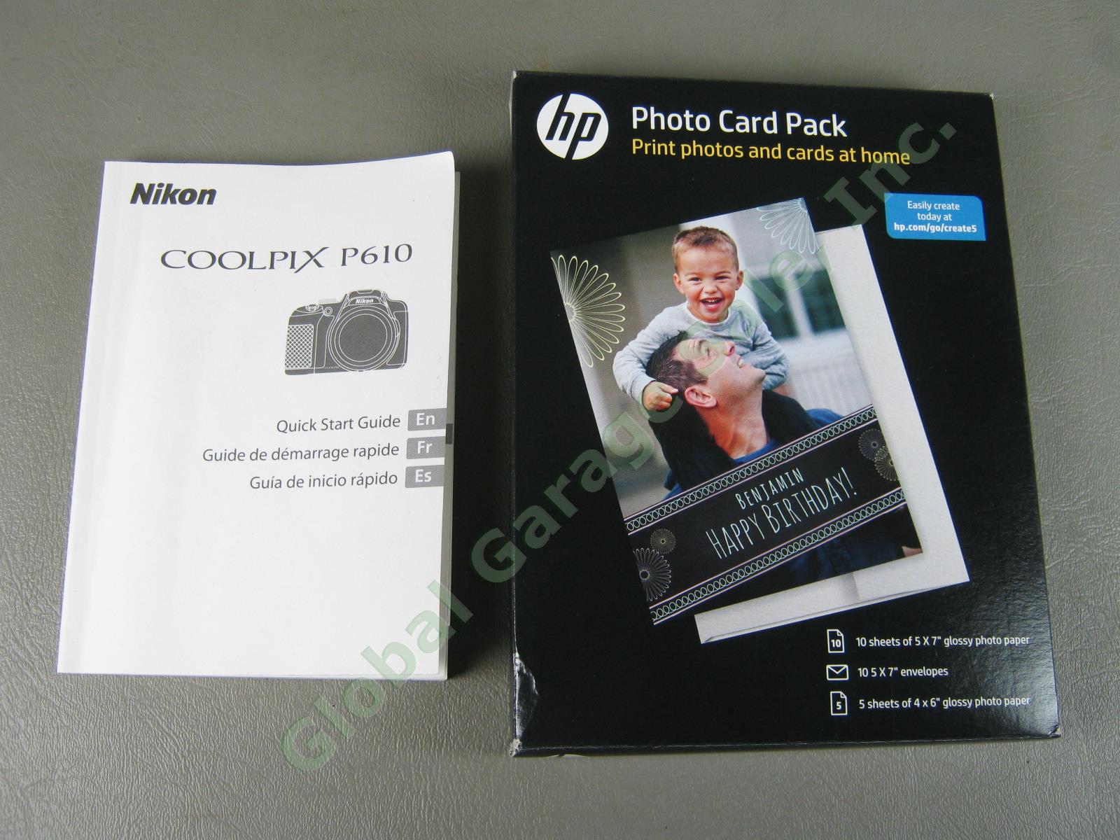 Nikon Coolpix P610 WiFi 60X Zoom Digital Camera Case Paper Bundle NEAR MINT! NR! 10