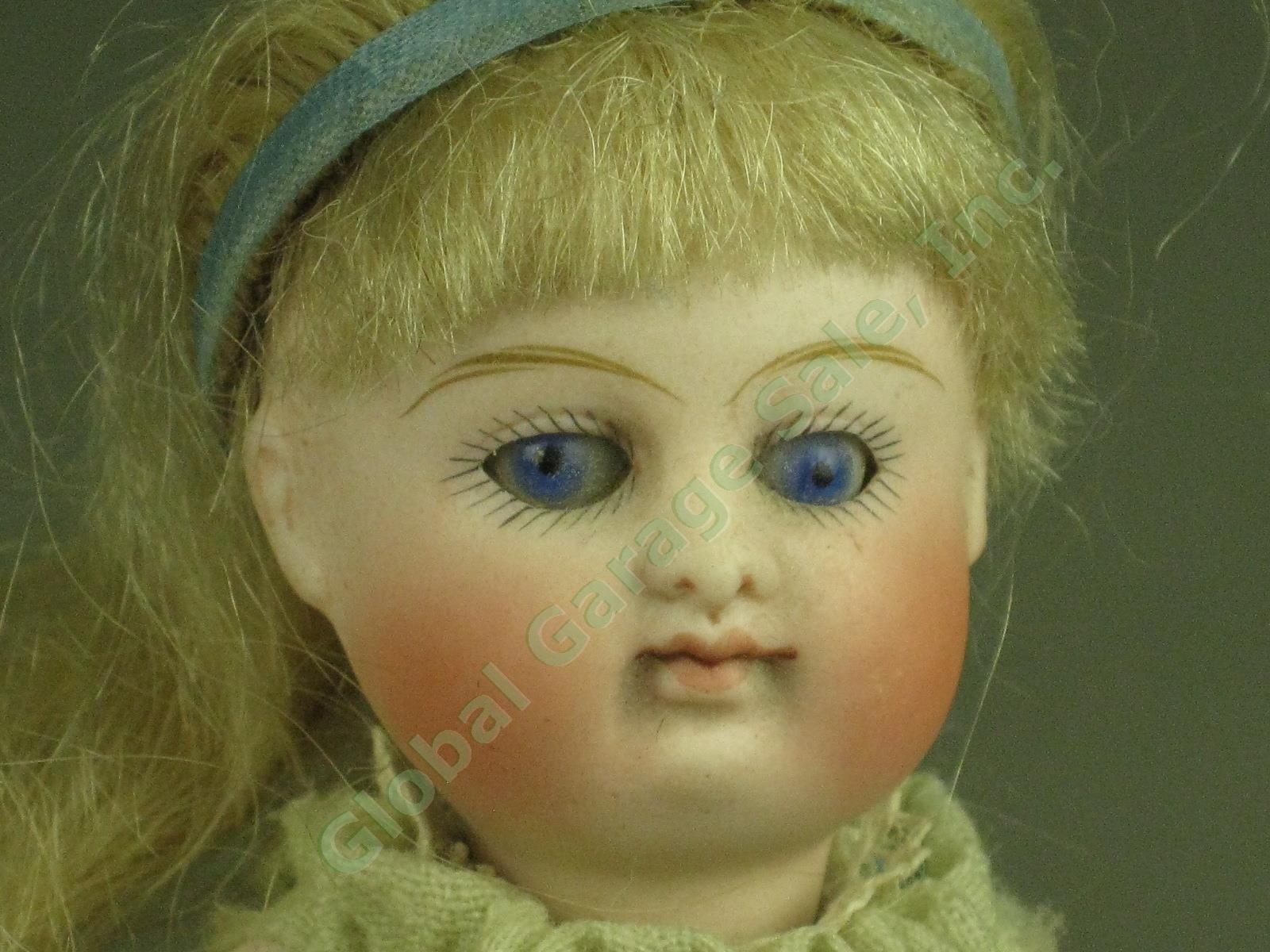 Vtg Antique 1880s-1890s French Bisque Girl Child Doll W/ Sleep Eyes Wood Cradle 2
