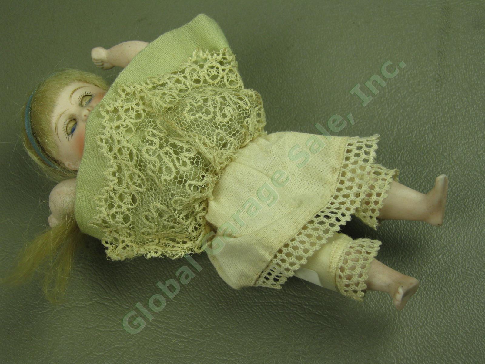 Vtg Antique 1880s-1890s French Bisque Girl Child Doll W/ Sleep Eyes Wood Cradle 5