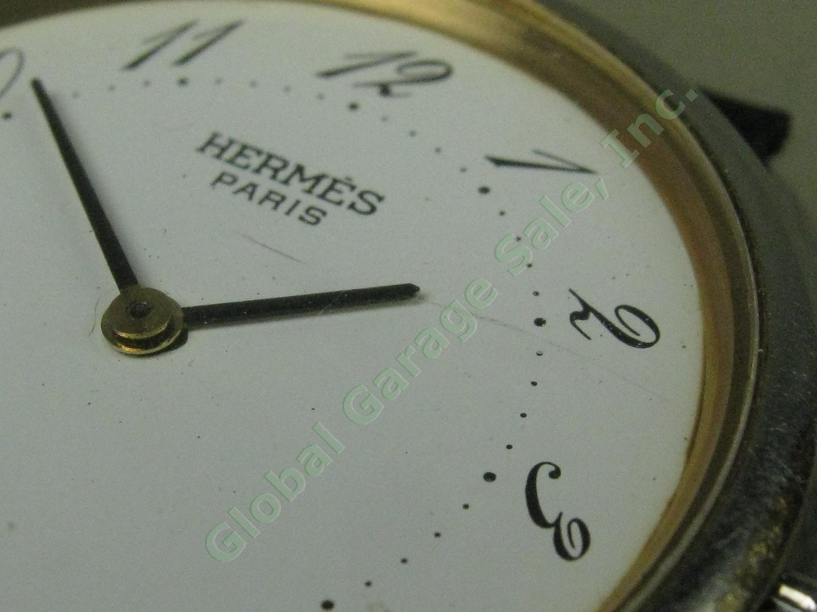 Mens Hermes Paris Arceau Swiss Made Water Resistant Quartz Watch W/ Leather Band 1