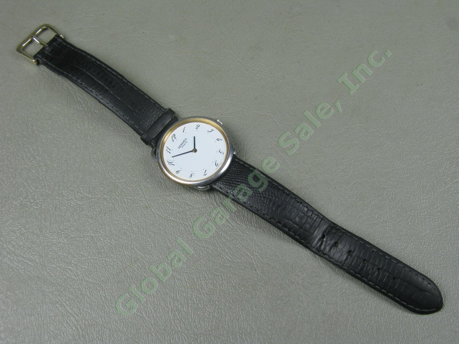 Mens Hermes Paris Arceau Swiss Made Water Resistant Quartz Watch W/ Leather Band 2