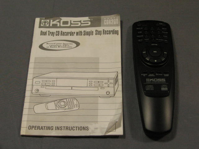 Koss CDR200 Dual Deck CD-R/RW Recorder Player Remote Manual NR 9