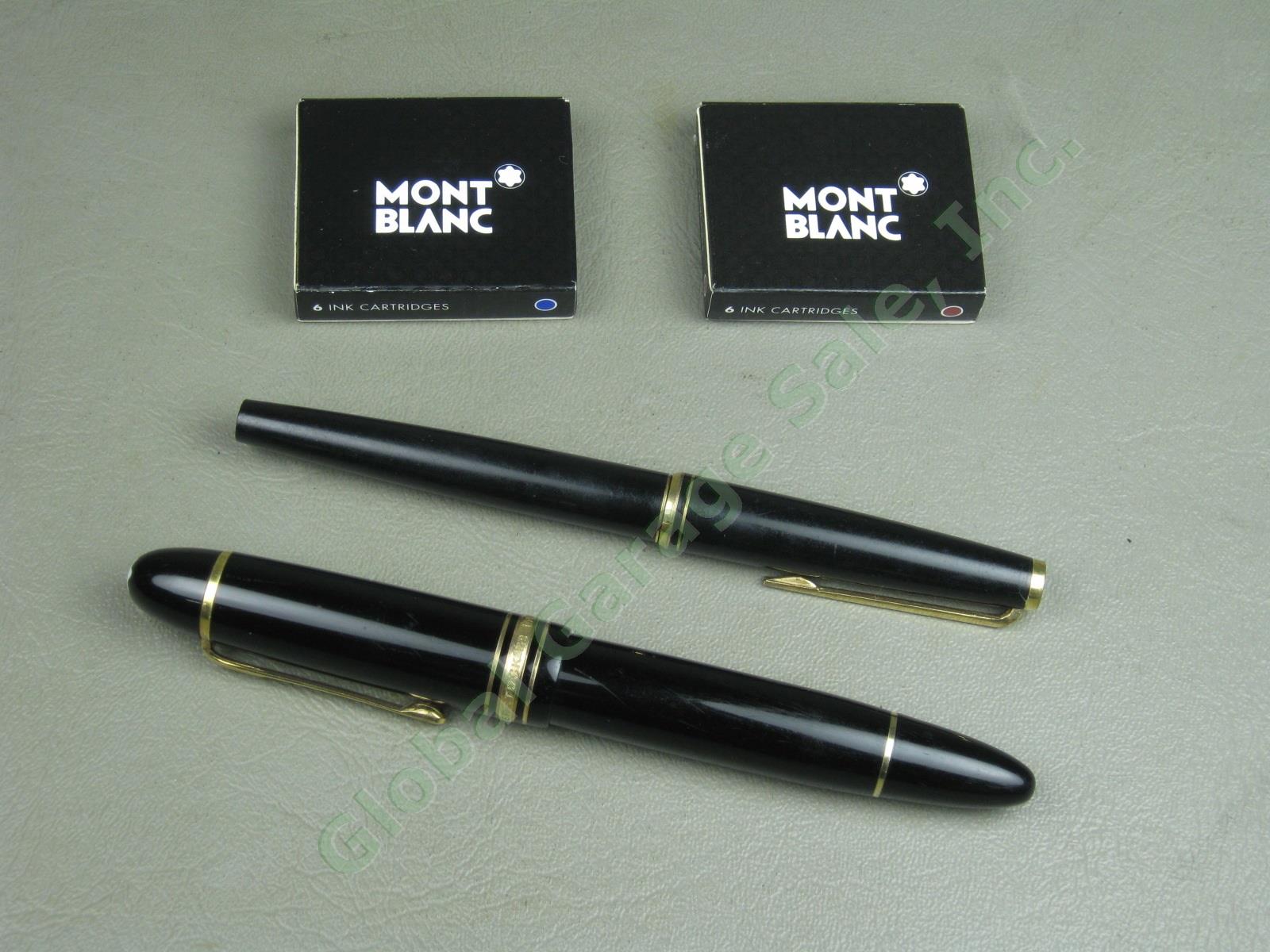 2 Montblanc Fountain Pens Meisterstuck No 149 4810 14C 585 Gold Nib + 14K/ct Ink