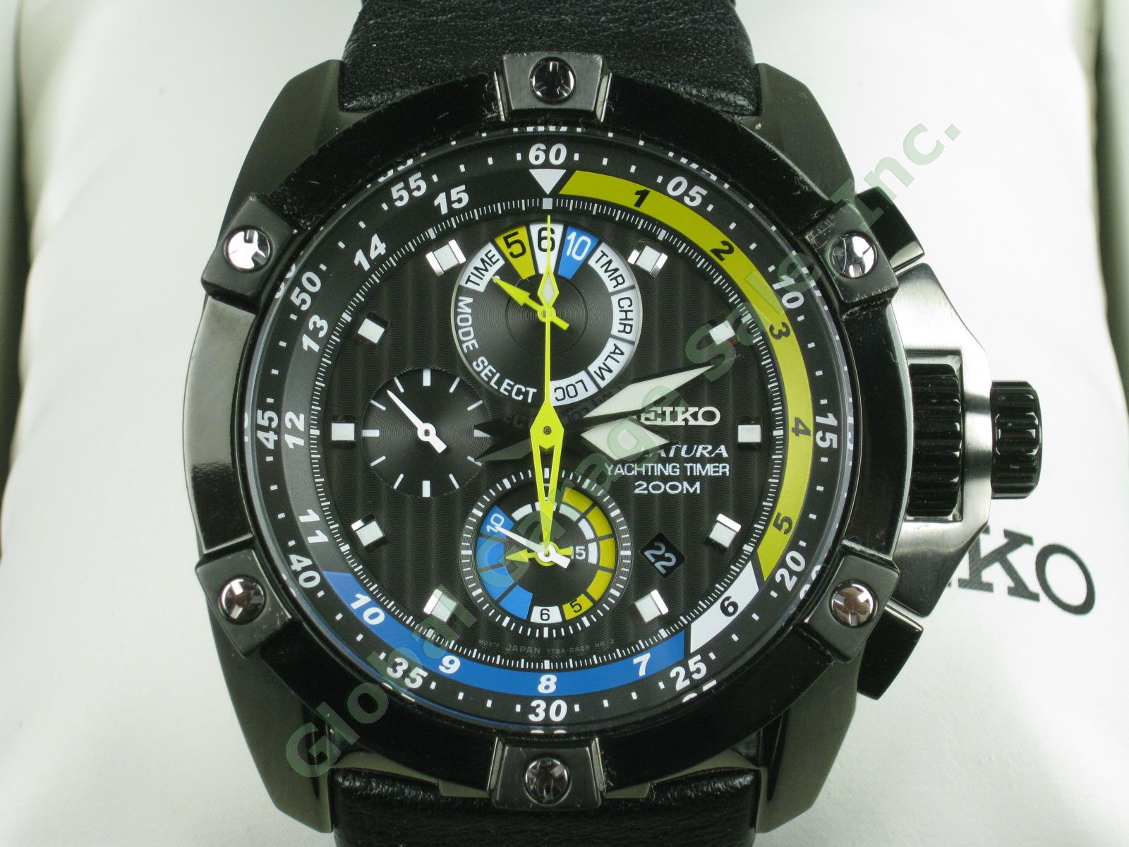 Seiko Velatura Black Dial Analogue Chronograph Yachting Timer Watch 7T84-0AD0 NR 1