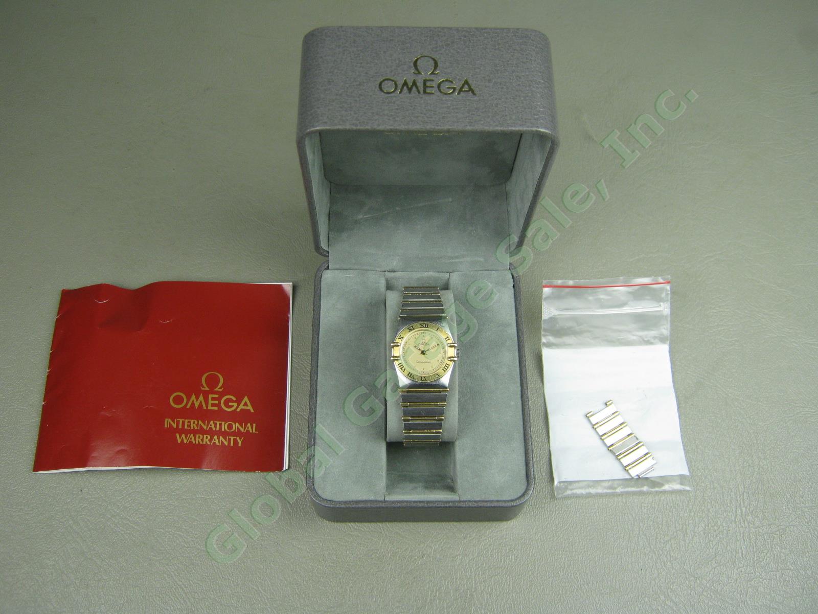 Vtg 1988 Ladies Omega Constellation 5267/2 Swiss Made Watch W/ Box Booklet Links