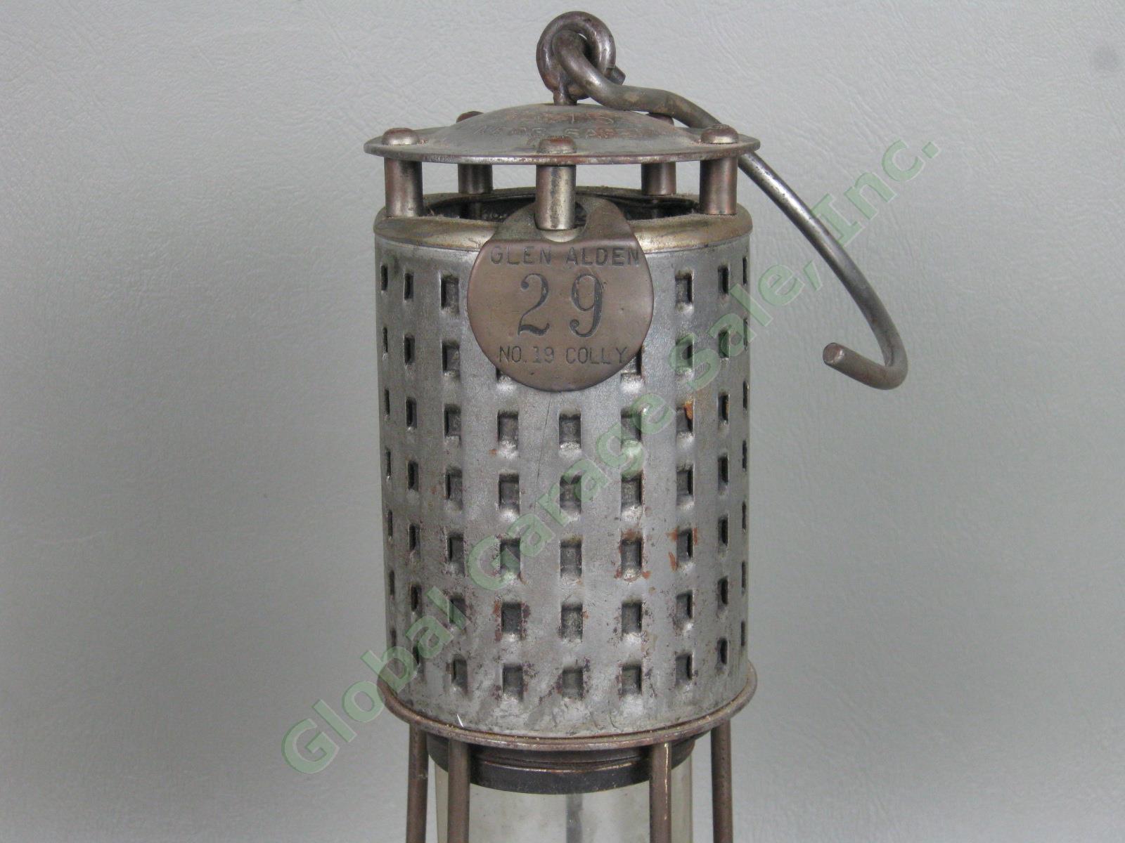 Vtg Permissible 201 Miners Safety Lamp Glen Alden Coal Co 29 No 19 Colly Tag NR! 1