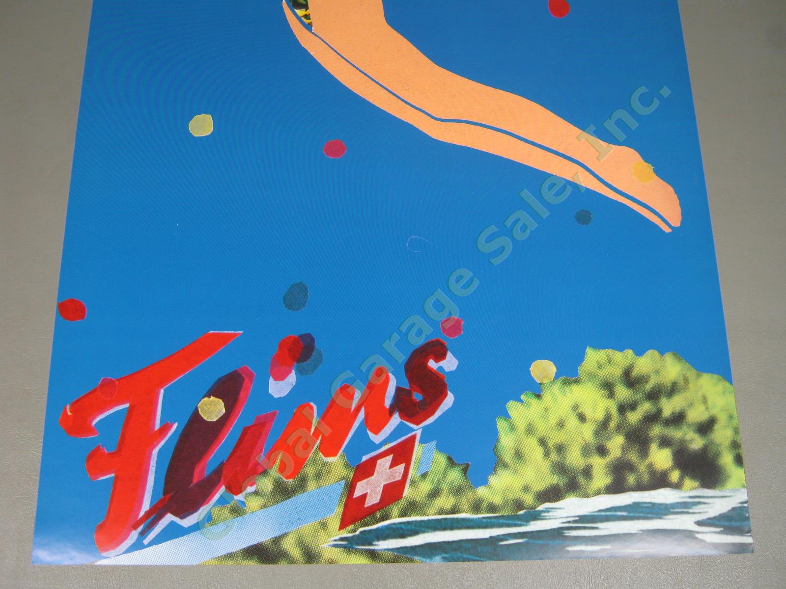 Vintage Flims Spring Time Swiss Travel Poster Diving Swimming Switzerland No Res 3
