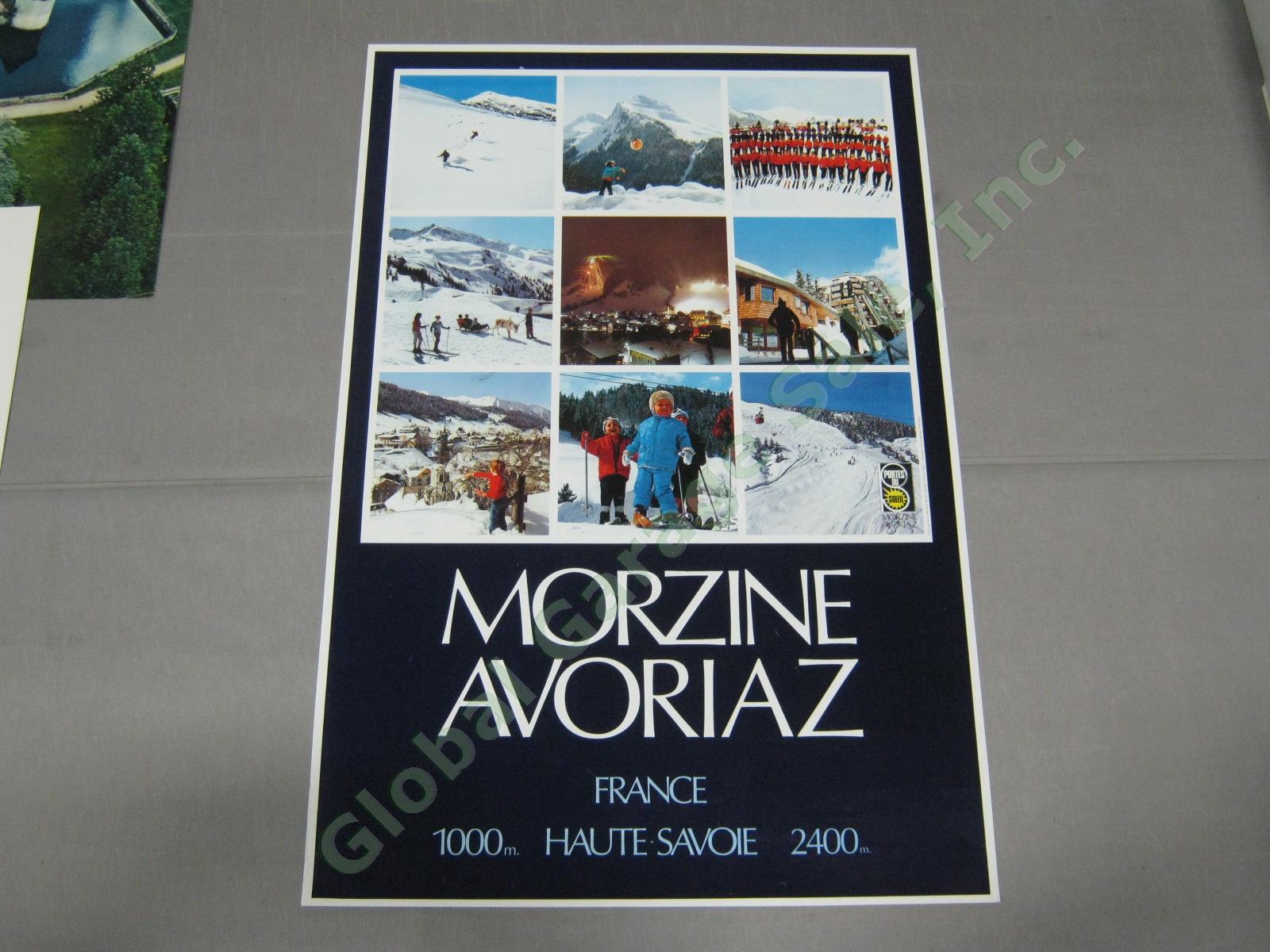 4 Vintage French Travel Ski Posters Morzine-Avoriaz Meribel Chamrousse La Brede 1