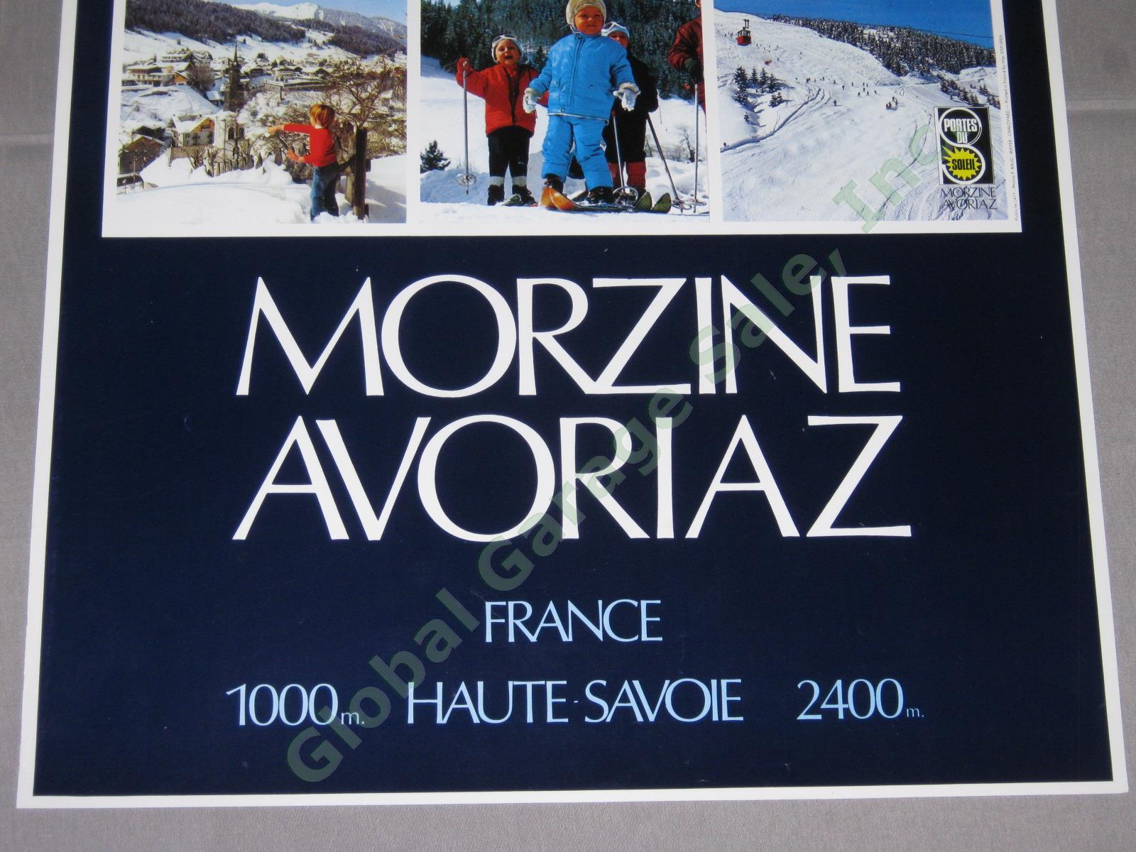 4 Vintage French Travel Ski Posters Morzine-Avoriaz Meribel Chamrousse La Brede 3