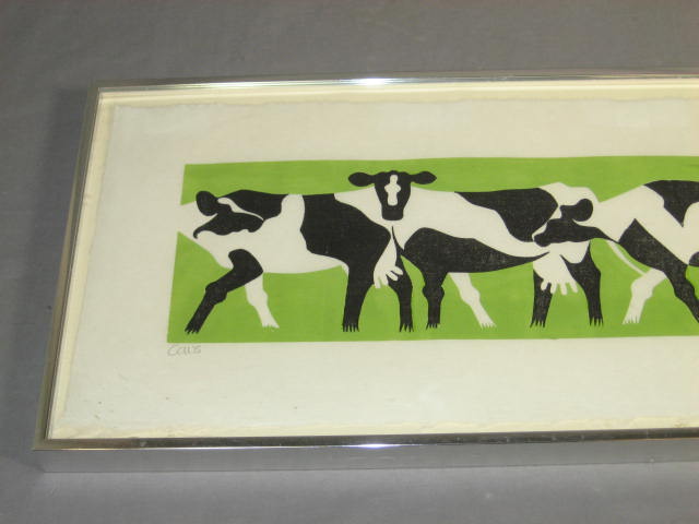 Original Sabra Field Signed Woodcut Print Cows 55/300 1