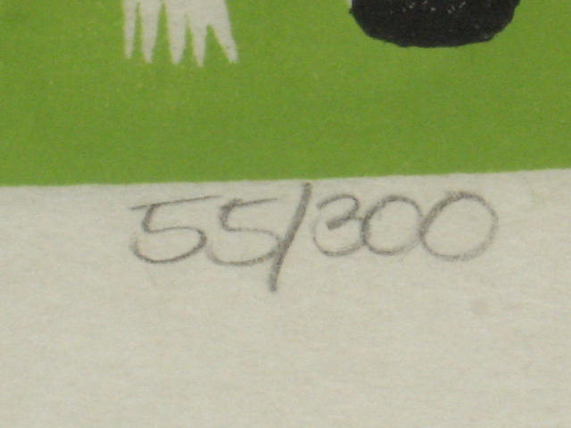 Original Sabra Field Signed Woodcut Print Cows 55/300 4