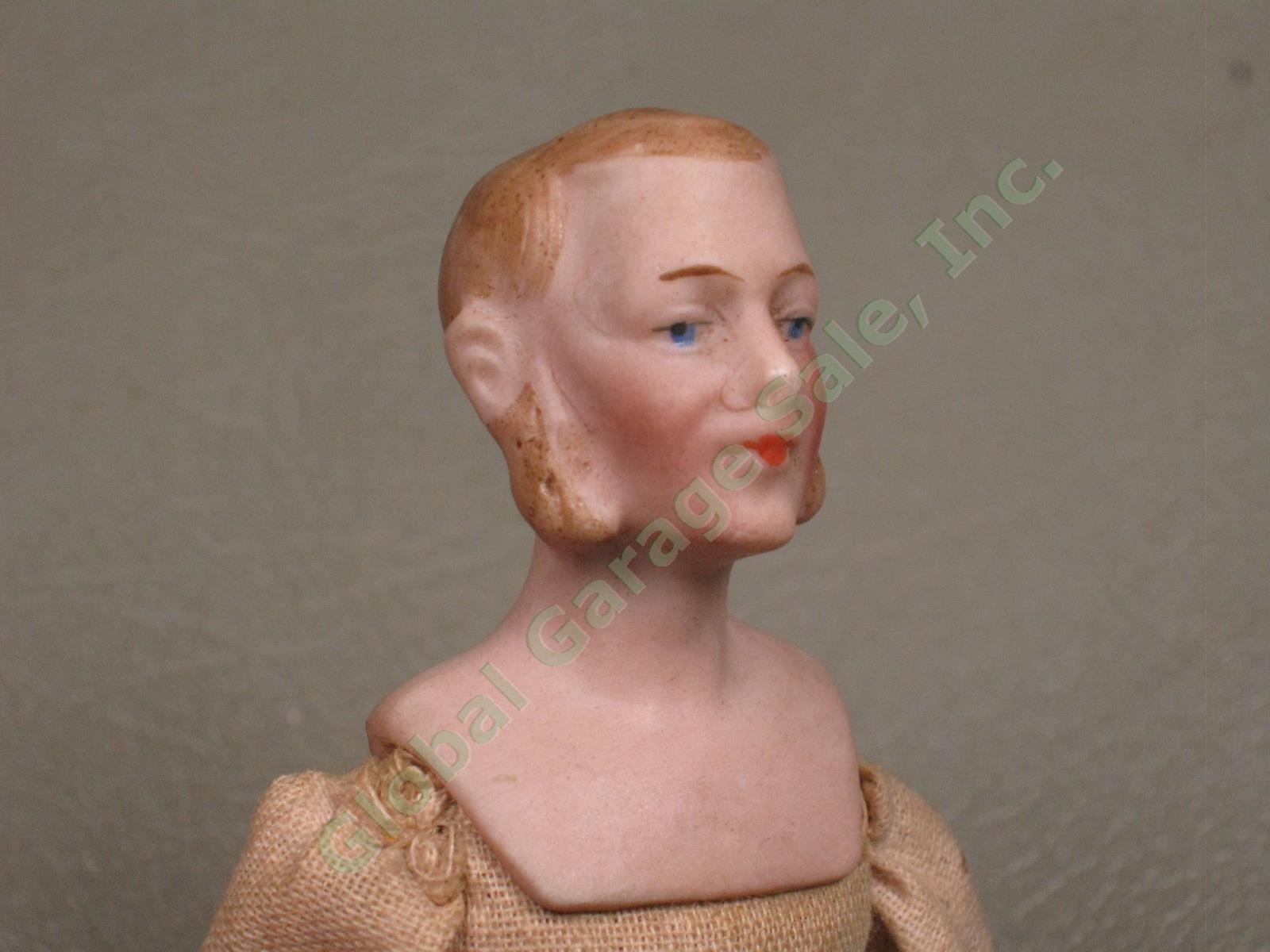 3 Vtg 1910 German Bisque Porcelain Head Arm Lower Leg Cloth Body Dollhouse Dolls 5