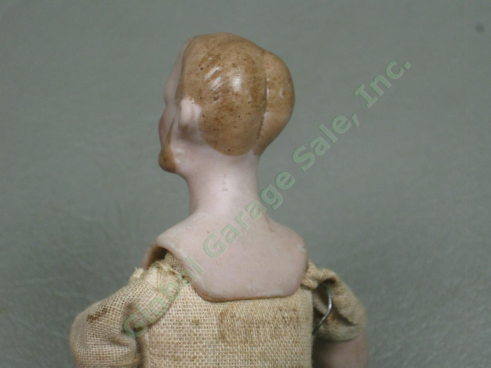 3 Vtg 1910 German Bisque Porcelain Head Arm Lower Leg Cloth Body Dollhouse Dolls 6
