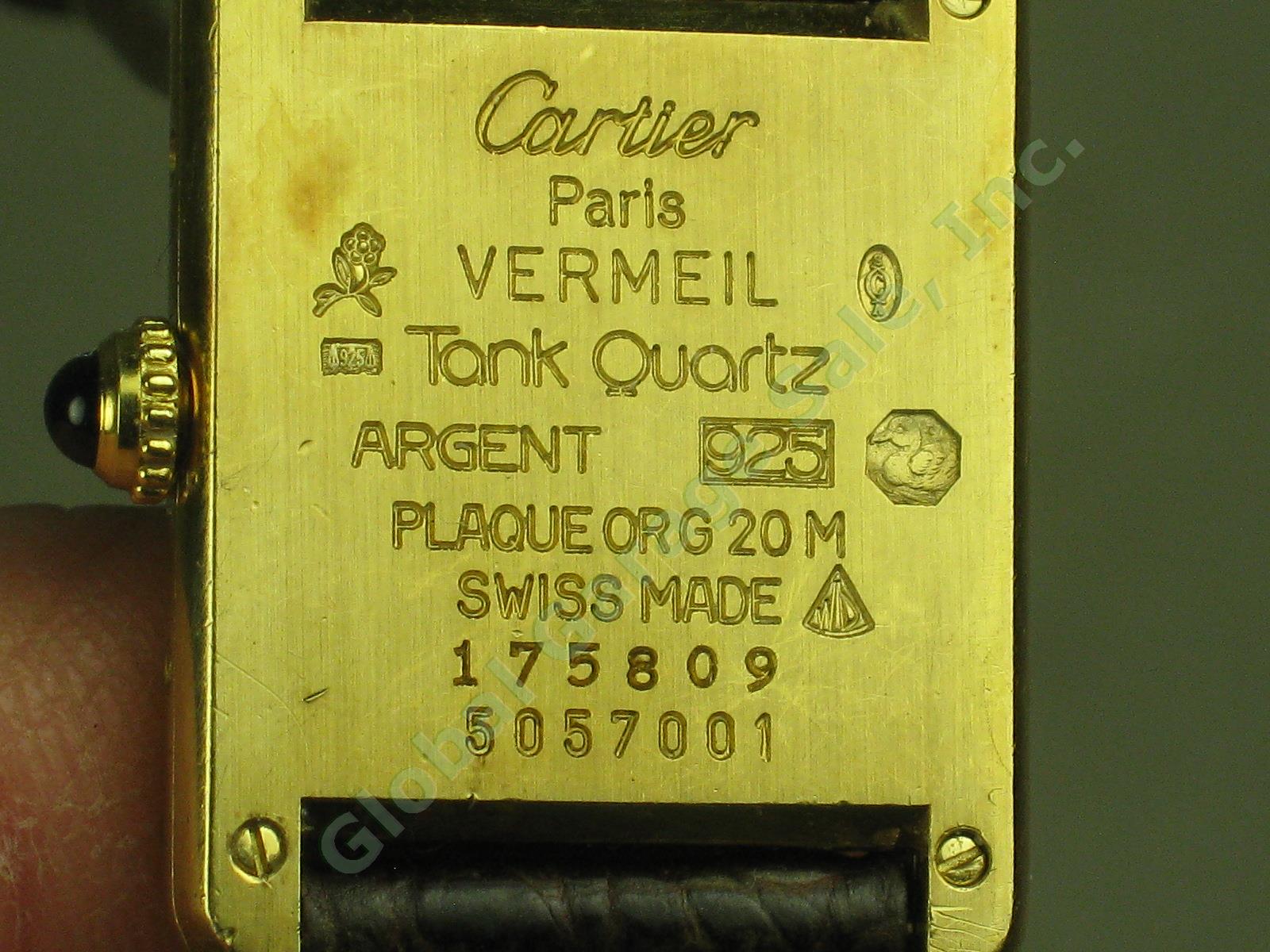 Must De Cartier Paris Vermeil Tank Quartz Argent 925 Plaque OR G 20M Swiss Watch 3