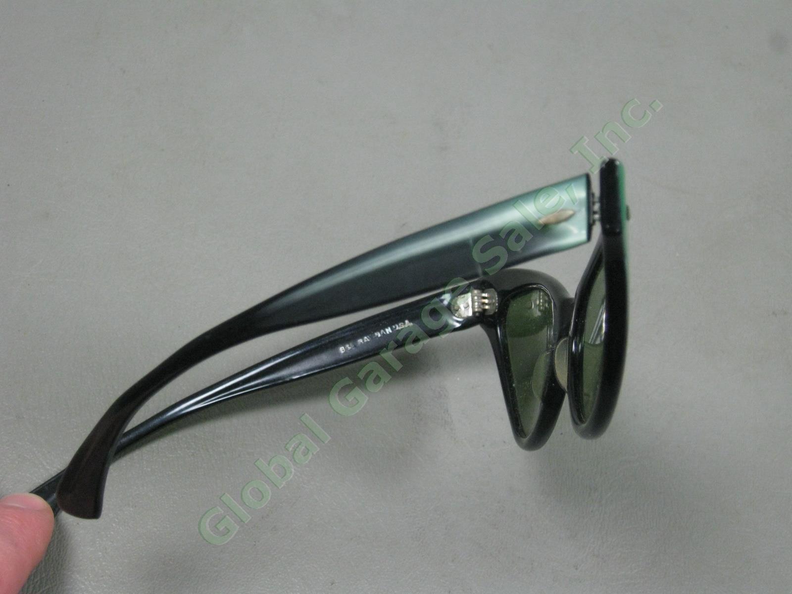 Vtg 50s? Bausch & Lomb B L Ray-Ban Cat Eye Sunglasses Emerald Green Pearlescent 5