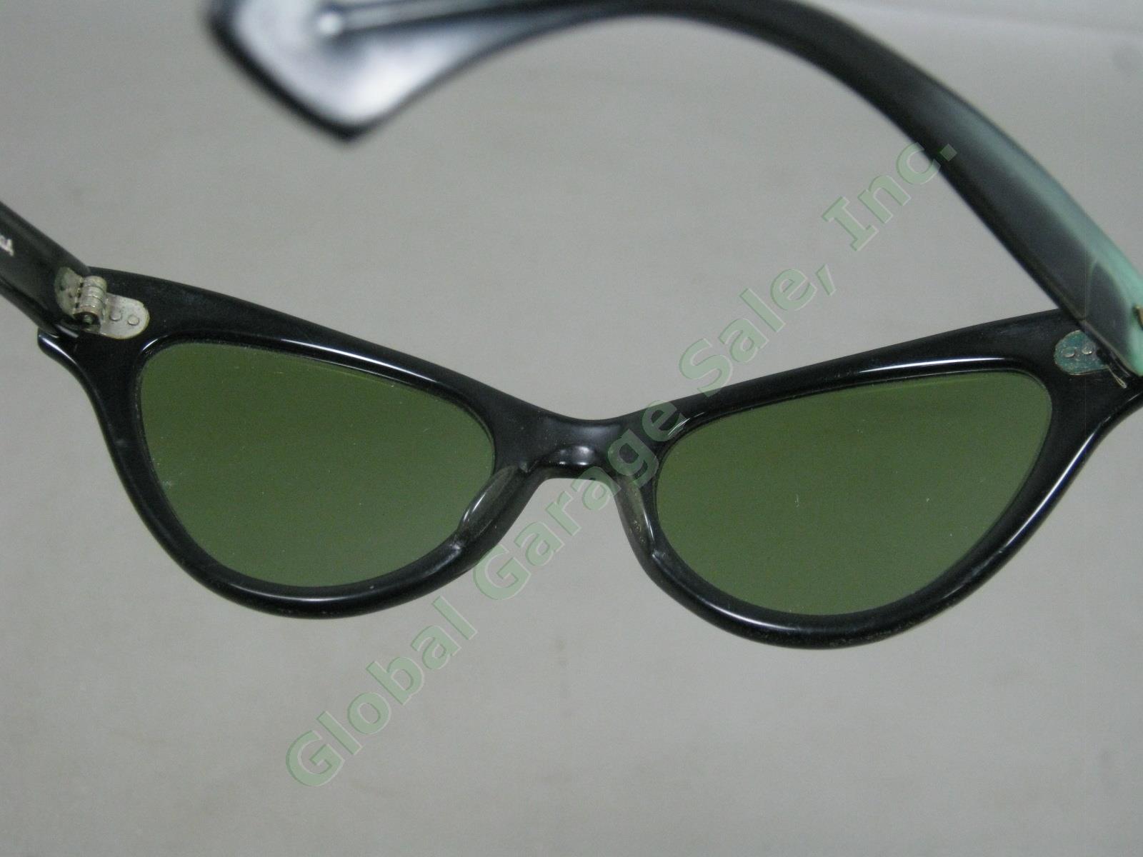Vtg 50s? Bausch & Lomb B L Ray-Ban Cat Eye Sunglasses Emerald Green Pearlescent 8
