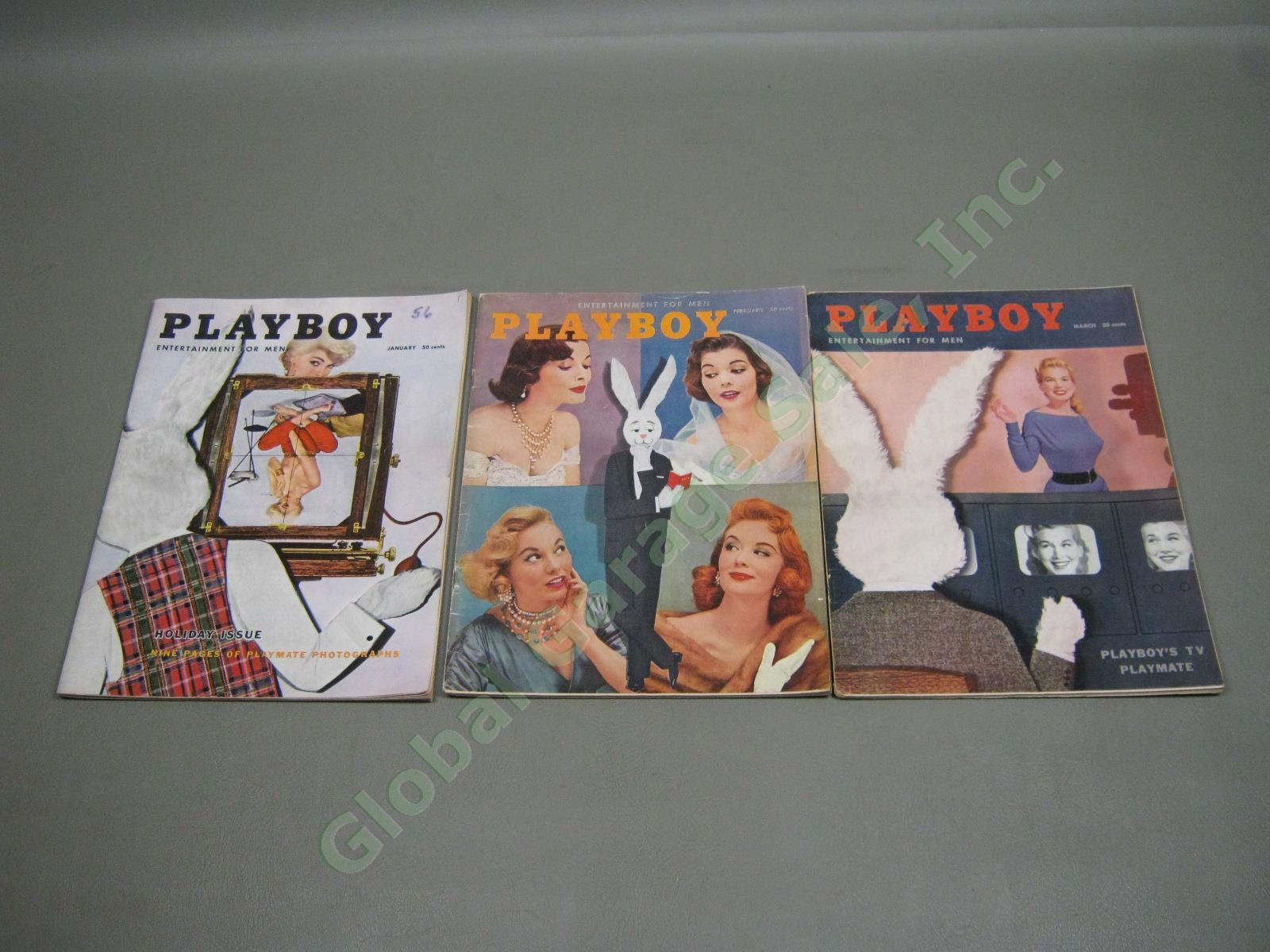 9 Vtg 1956 Playboy Magazines Almost Full Year W/ Centerfolds January February ++ 1
