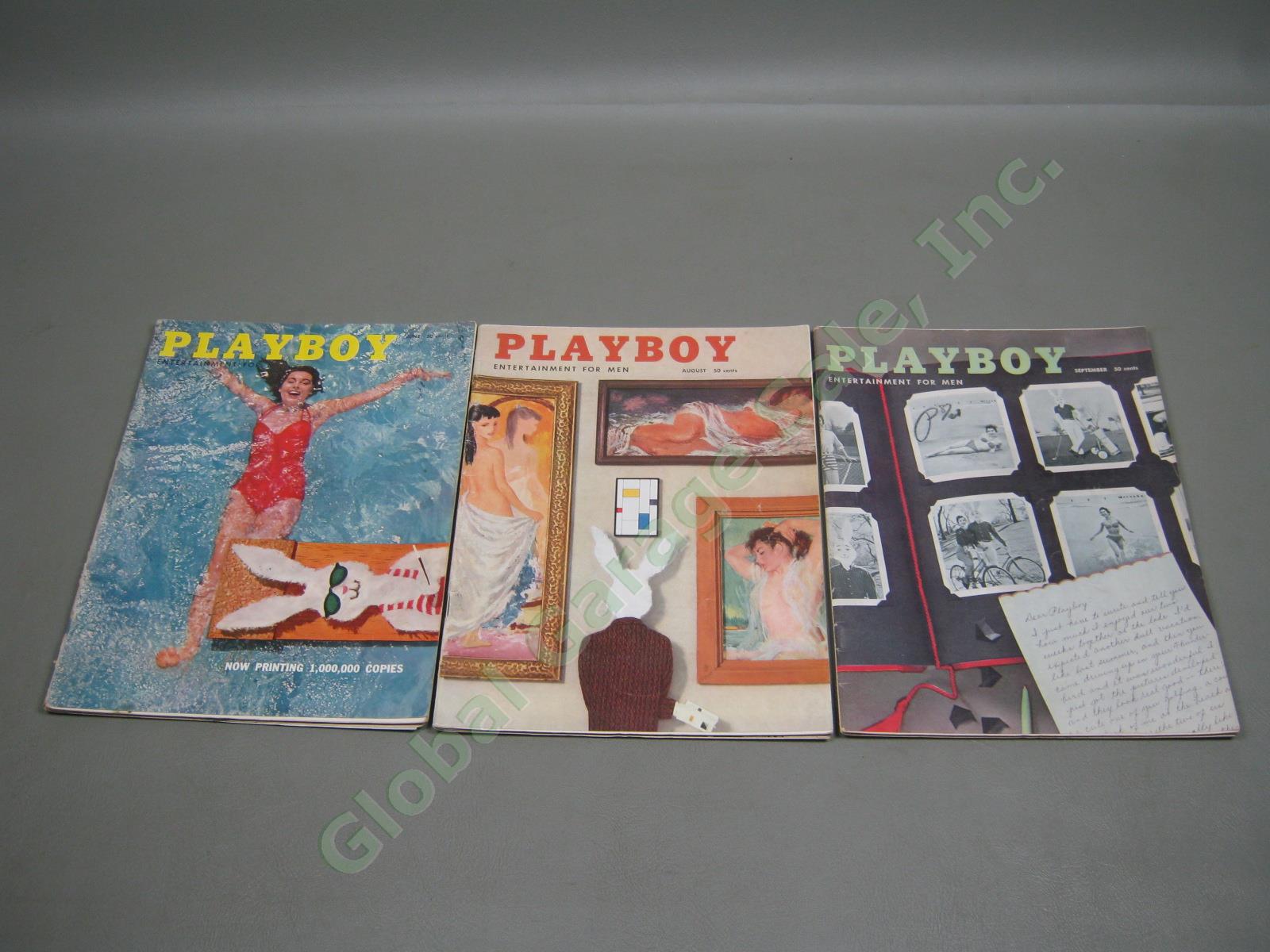 9 Vtg 1956 Playboy Magazines Almost Full Year W/ Centerfolds January February ++ 4