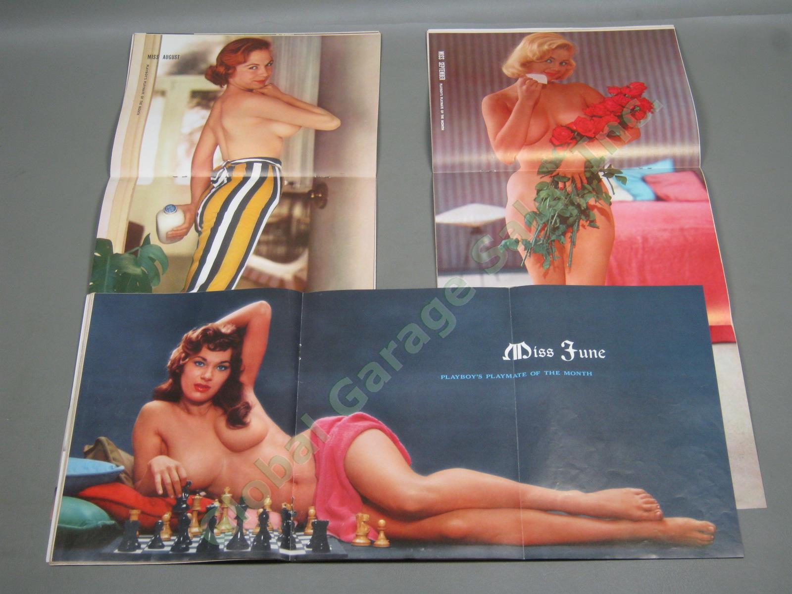 9 Vtg 1956 Playboy Magazines Almost Full Year W/ Centerfolds January February ++ 6