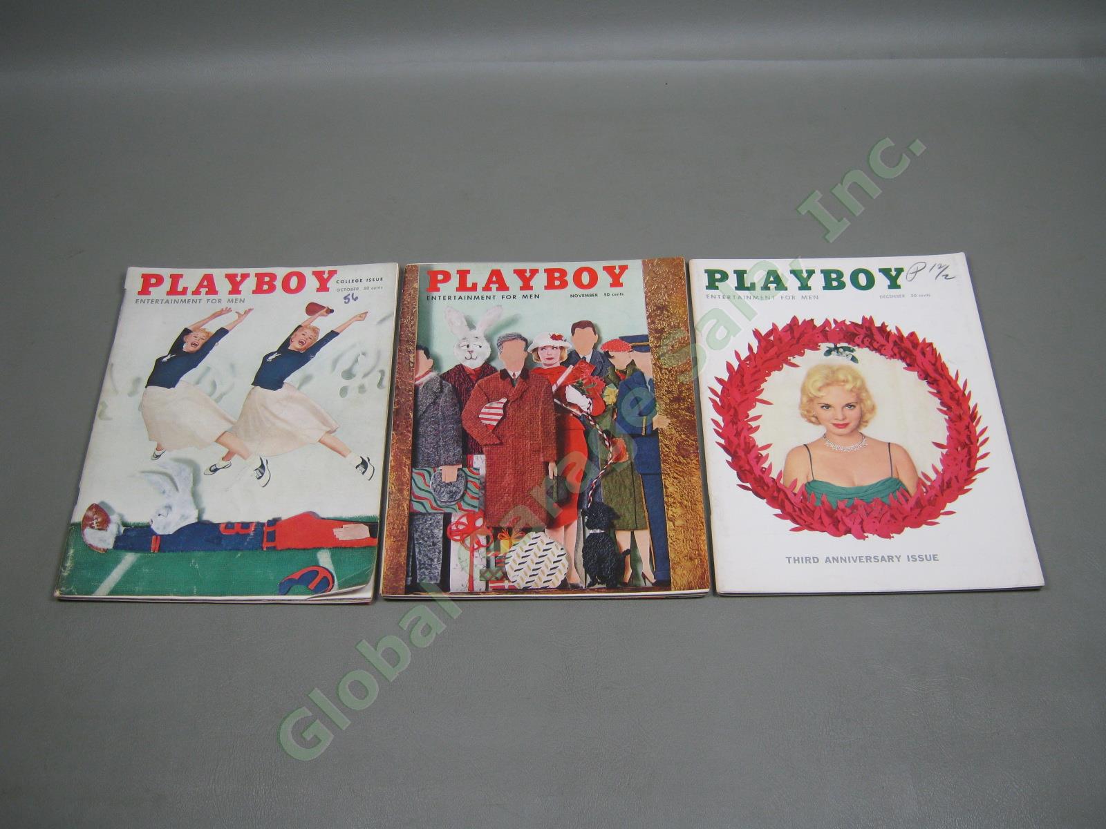 9 Vtg 1956 Playboy Magazines Almost Full Year W/ Centerfolds January February ++ 7