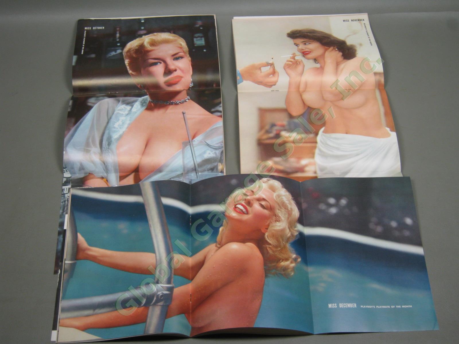 9 Vtg 1956 Playboy Magazines Almost Full Year W/ Centerfolds January February ++ 9