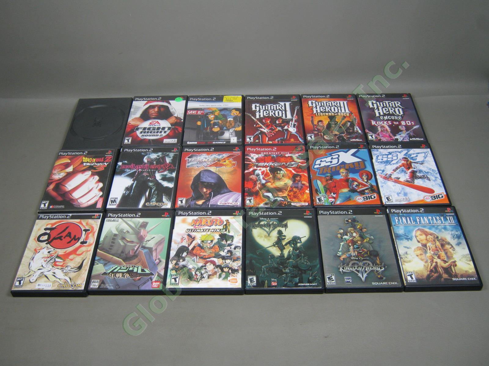Sony PS2 Console System 18 Game Lot Kingdom Hearts II Okami Mobile Suit Gundam + 4