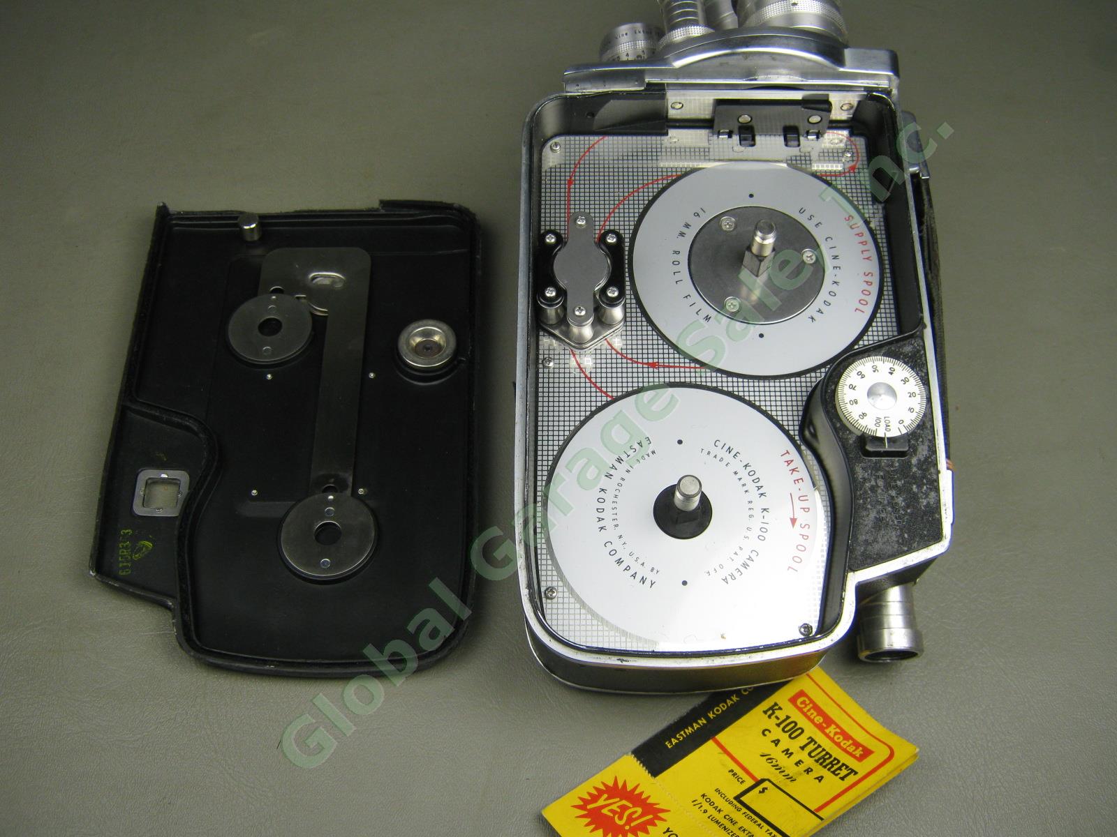 Eastman Cine-Kodak K100 Turret 16mm Movie Camera Ektar 63mm f2 II 25 1.9 15 2.5 10