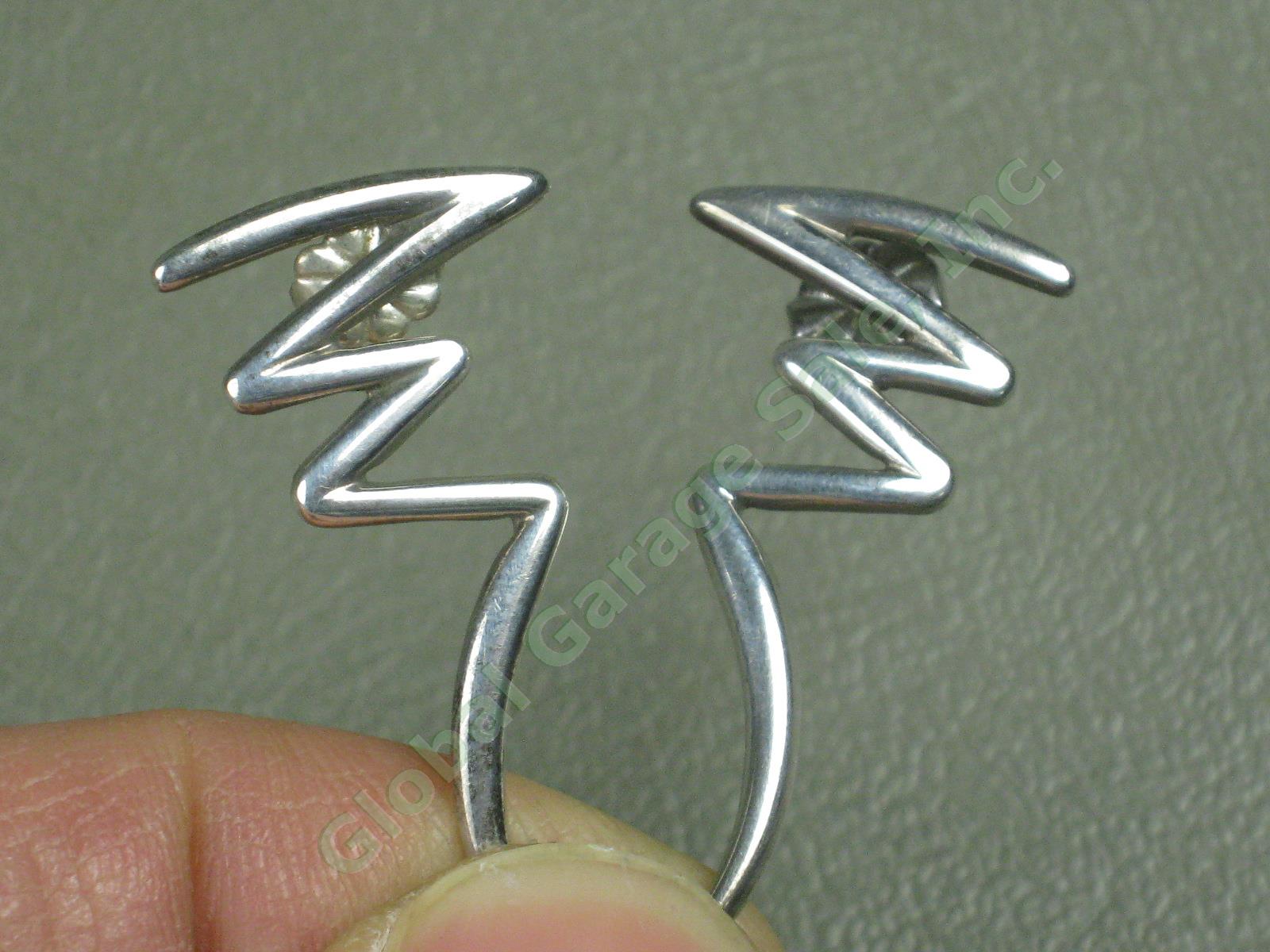Vtg 1985 Tiffany & Co Paloma Picasso 925 Sterling Silver Zig Zag Earrings +Backs
