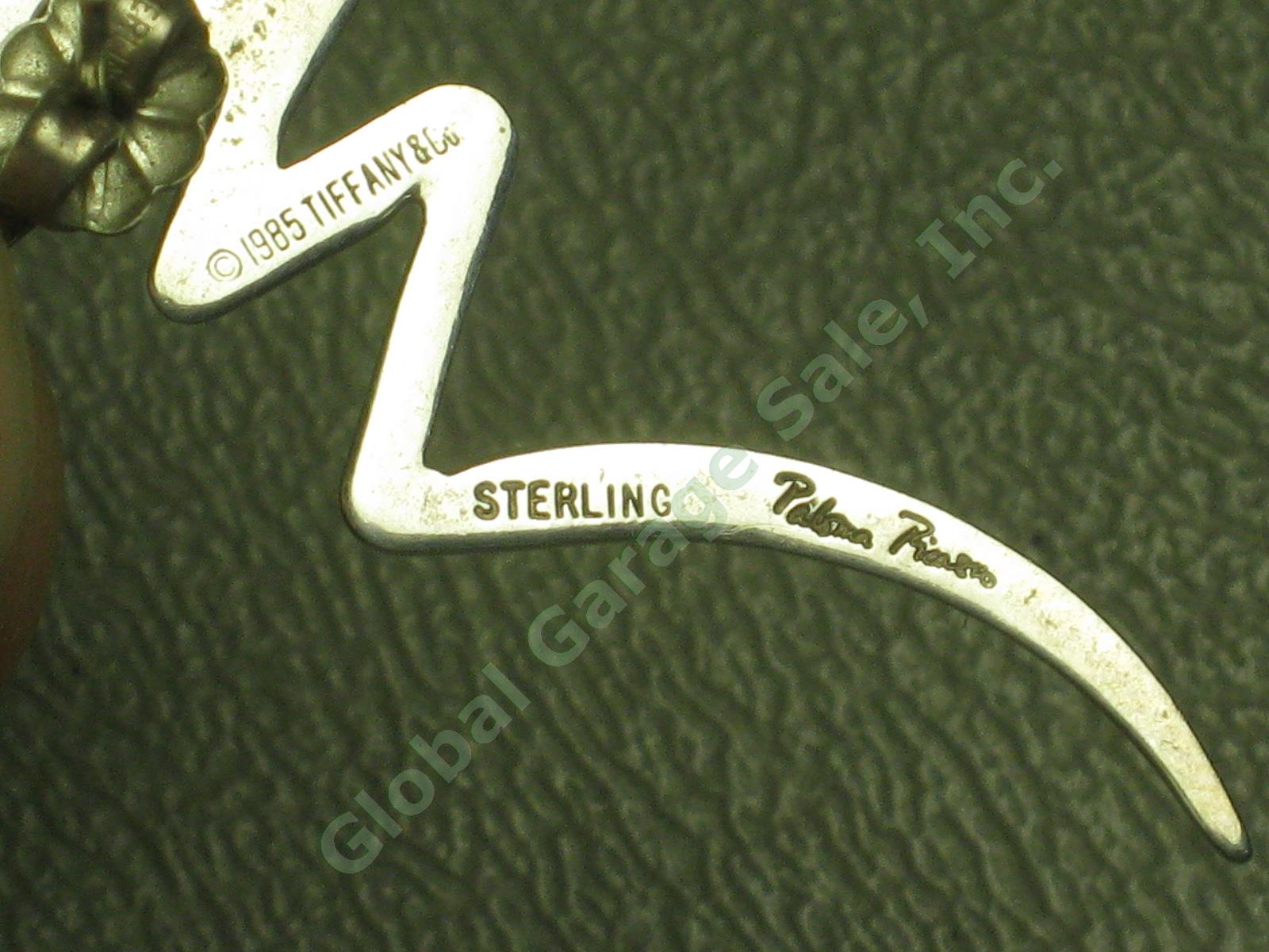 Vtg 1985 Tiffany & Co Paloma Picasso 925 Sterling Silver Zig Zag Earrings +Backs 3