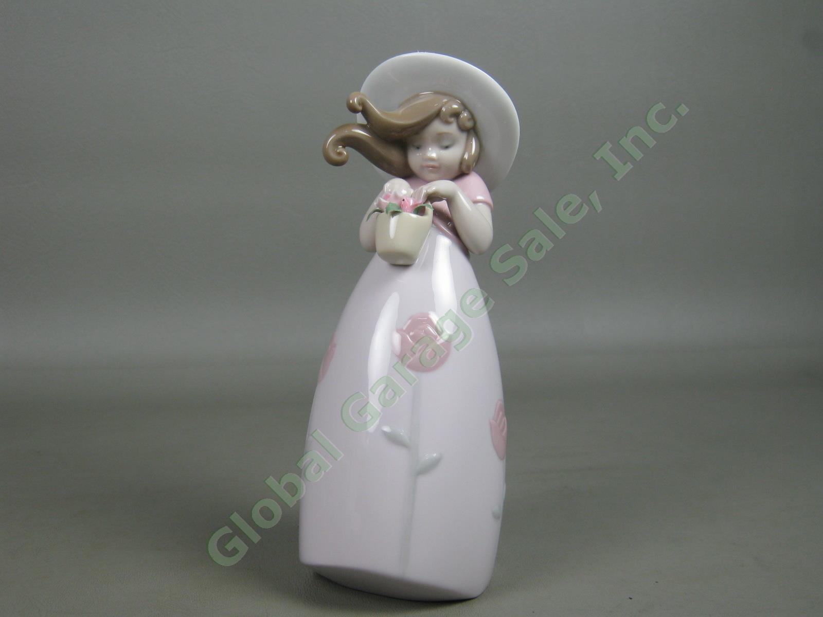 2003 Retired Lladro Daisa Little Rose Figurine Girl With Flower Basket +Box 8042 1