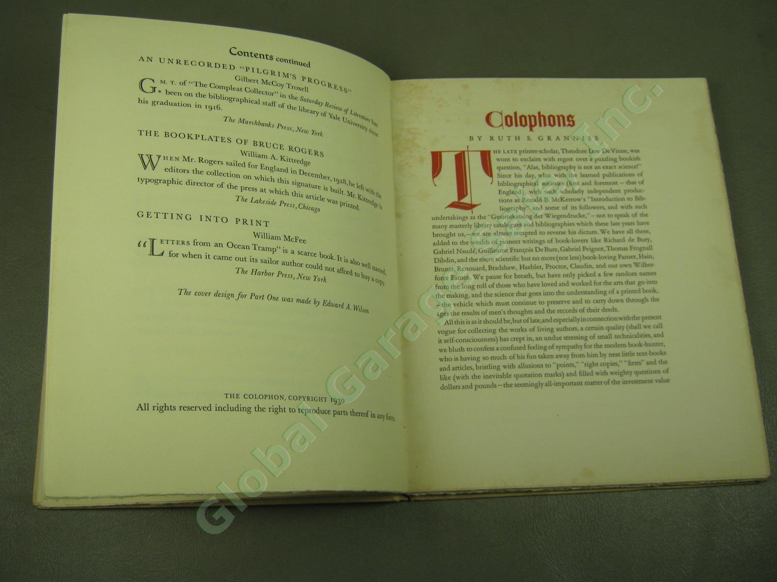 11 Vtg The Colophon Book Collector Quarterly 1930-32 Part 1 2 3 4 6 8 9 10 11 NR 4
