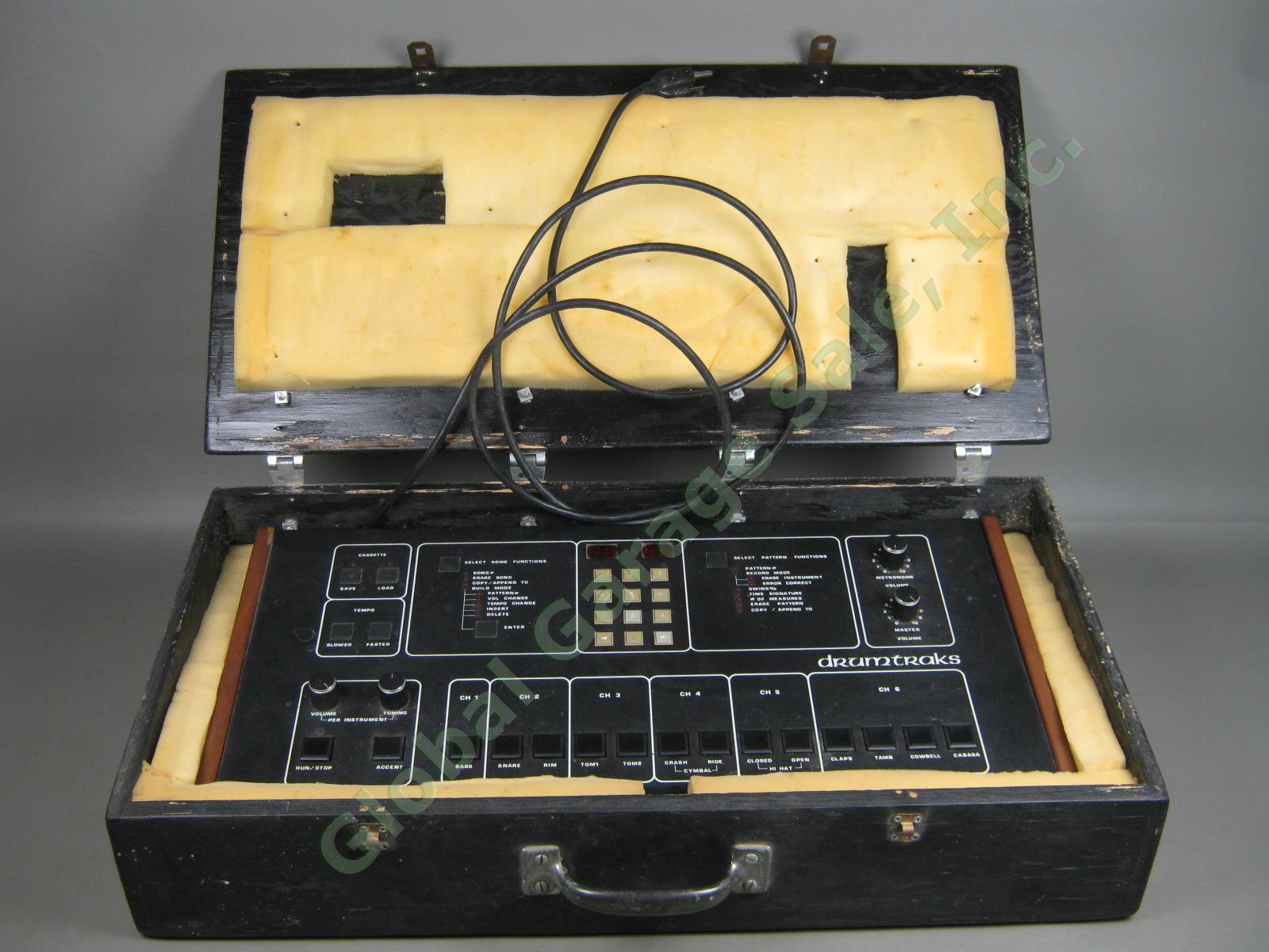 Vtg 1980s Sequential Circuits Drumtraks 400 Drum Machine W/ Hard Road Case PARTS