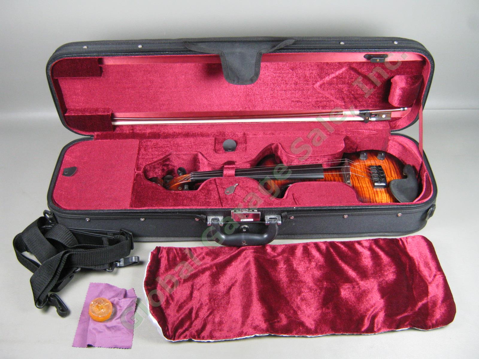 Rogue Electric 4/4 Violin W/ Bow Chin Rest Rosin Gig Bag Case Strap Bundle Lot