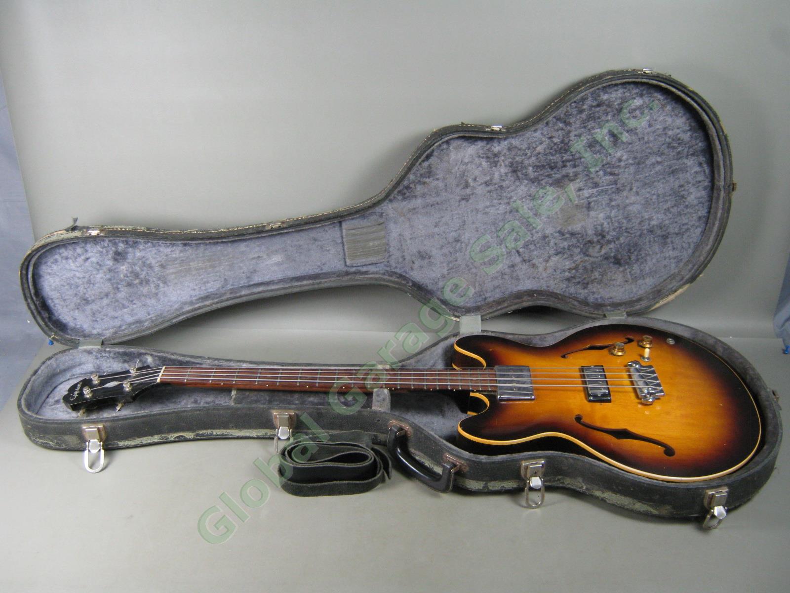 Vtg 1960s Epiphone Rivoli EB232 Semi Hollow Body Electric Bass Guitar NO RESERVE
