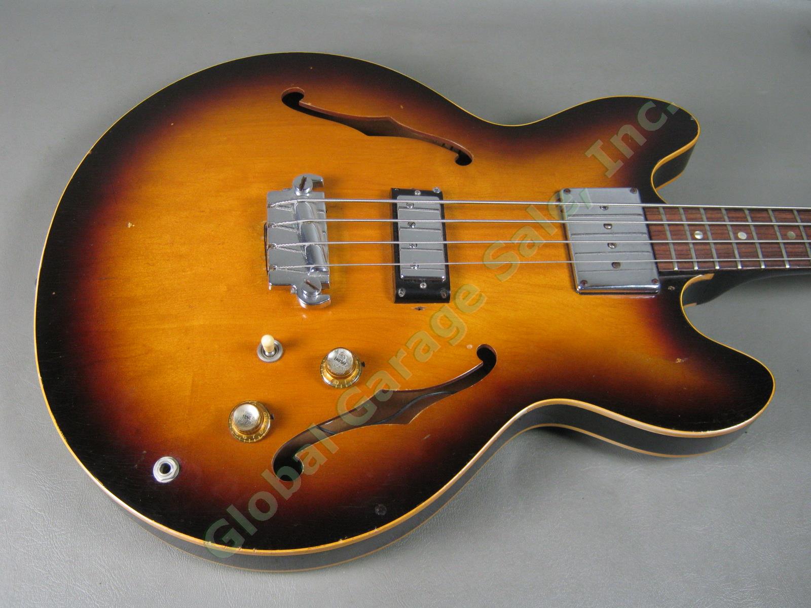Vtg 1960s Epiphone Rivoli EB232 Semi Hollow Body Electric Bass Guitar NO RESERVE 2