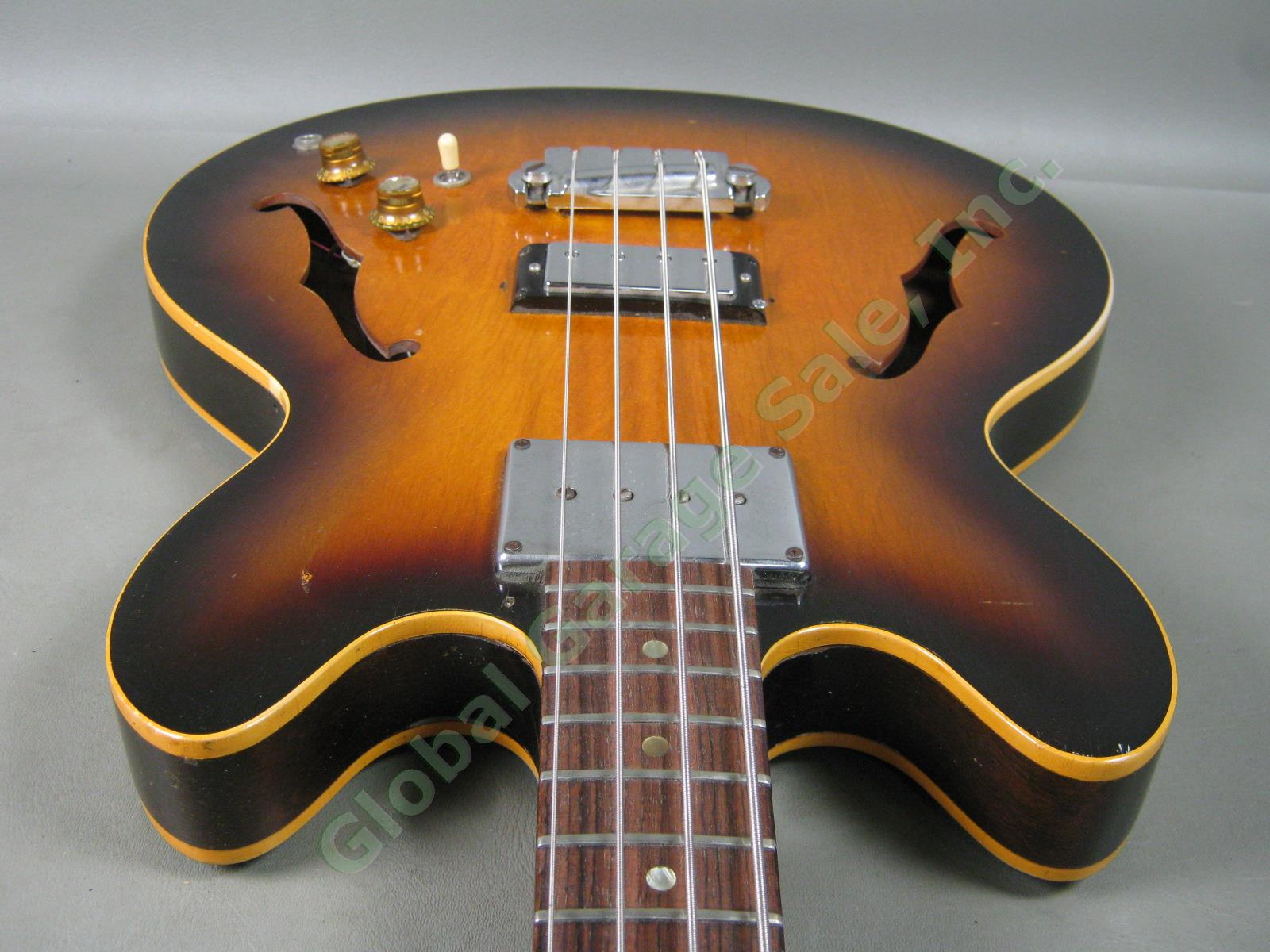 Vtg 1960s Epiphone Rivoli EB232 Semi Hollow Body Electric Bass Guitar NO RESERVE 4