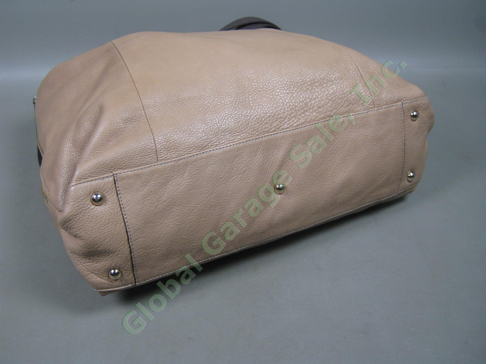 Furla Elisabeth Pebbled Brown Beige Taupe Genuine Leather Hobo Tote Shoulder Bag 2