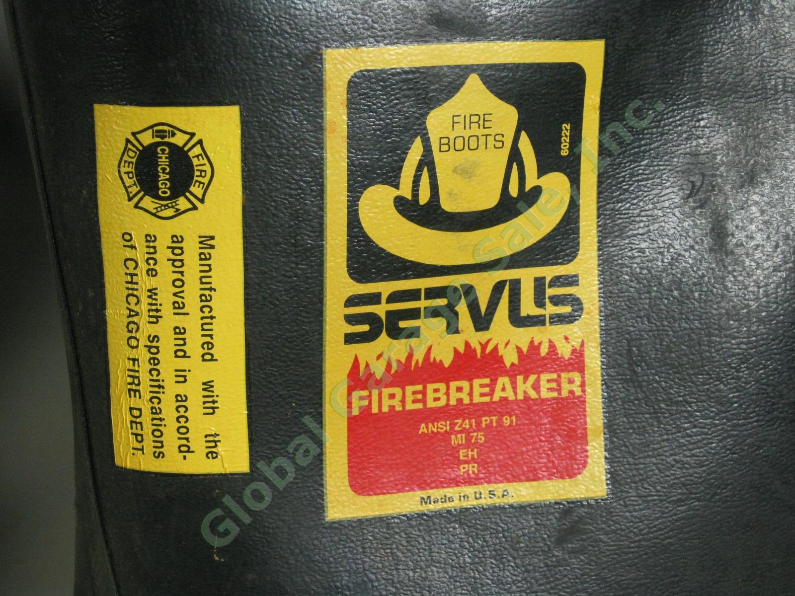 Servus Firebreaker Firefighter 31" Hip Boots 9.5 9 1/2 Wide Chicago Fire Dept NR 5