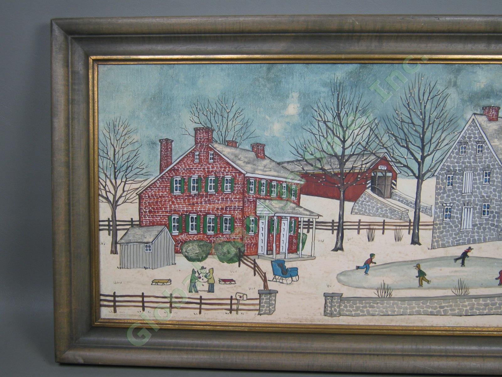 Original Signed Dolores Hackenberger Pennsylvania Amish Folk Art Oil Painting NR 1