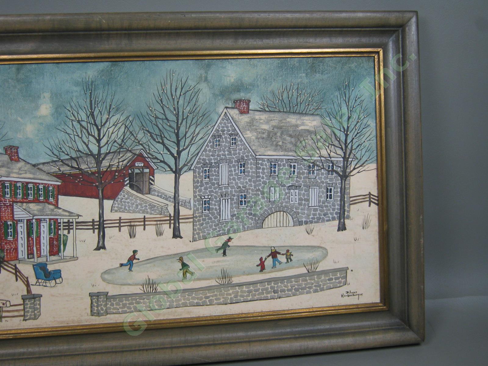 Original Signed Dolores Hackenberger Pennsylvania Amish Folk Art Oil Painting NR 2