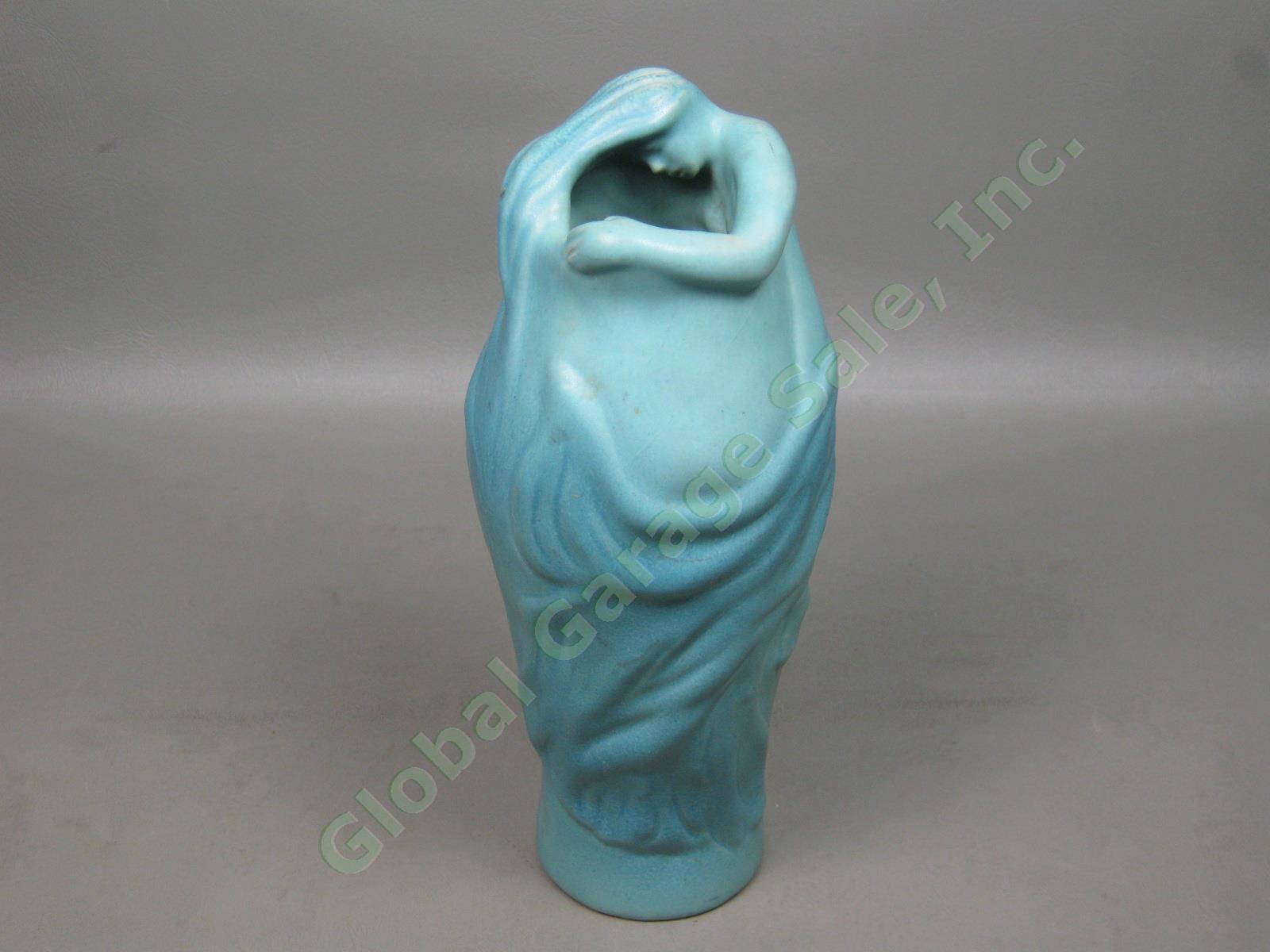 Signed Van Briggle Colorado Springs Lorelei Blue/Green Art Nouveau Pottery Vase