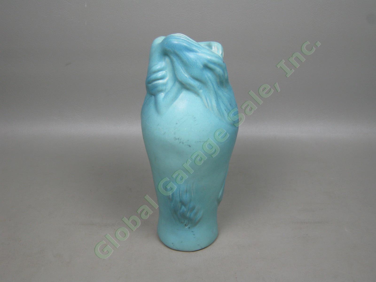 Signed Van Briggle Colorado Springs Lorelei Blue/Green Art Nouveau Pottery Vase 3