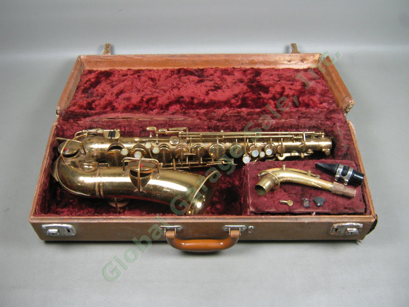Vtg Antique Horace Alto Saxophone + Neck Mouthpiece Case Bundle Lot Ser 57147 LP