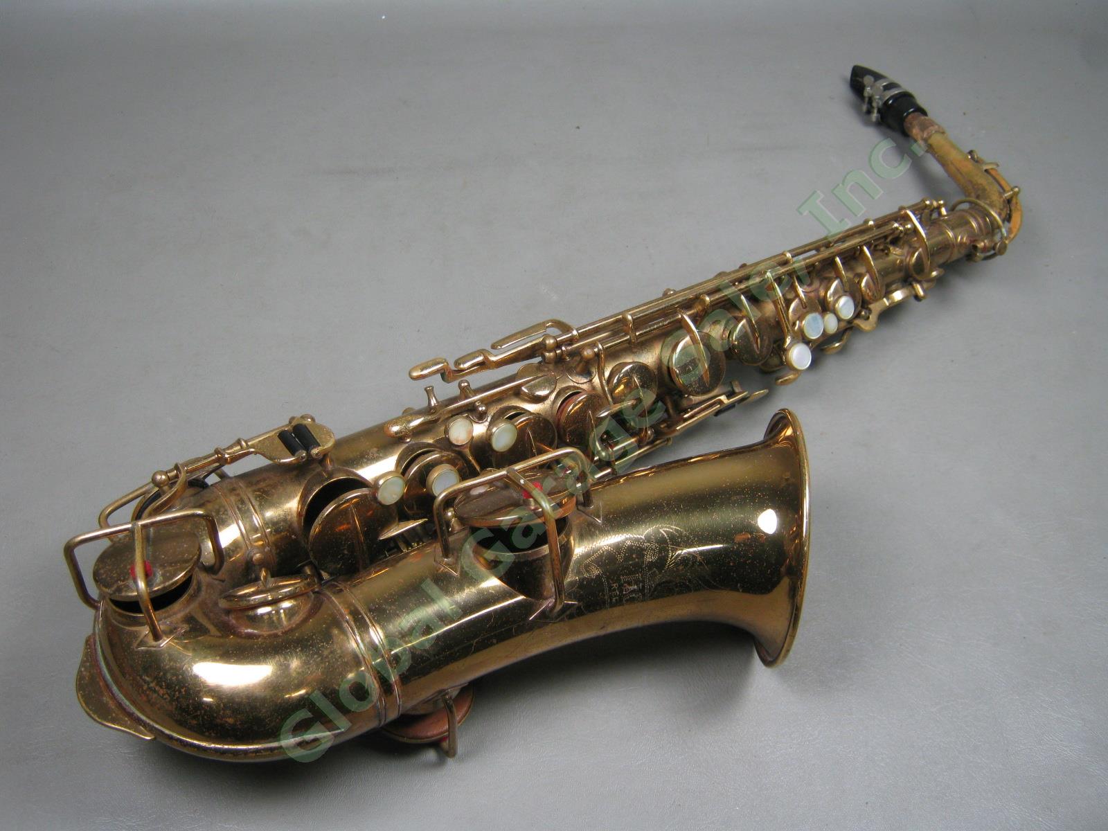 Vtg Antique Horace Alto Saxophone + Neck Mouthpiece Case Bundle Lot Ser 57147 LP 1